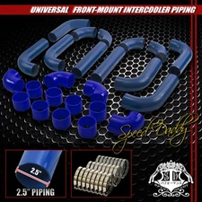 UNIVERSAL TYPE-2 12PC 2.5" ALUMINUM TURBO INTERCOOLER PIPING+HOSES+CLAMPS BLUE