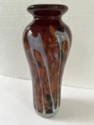 Vintage Murano Style Hand Blown Art Glass Vase 14"  MCM Orange White Red
