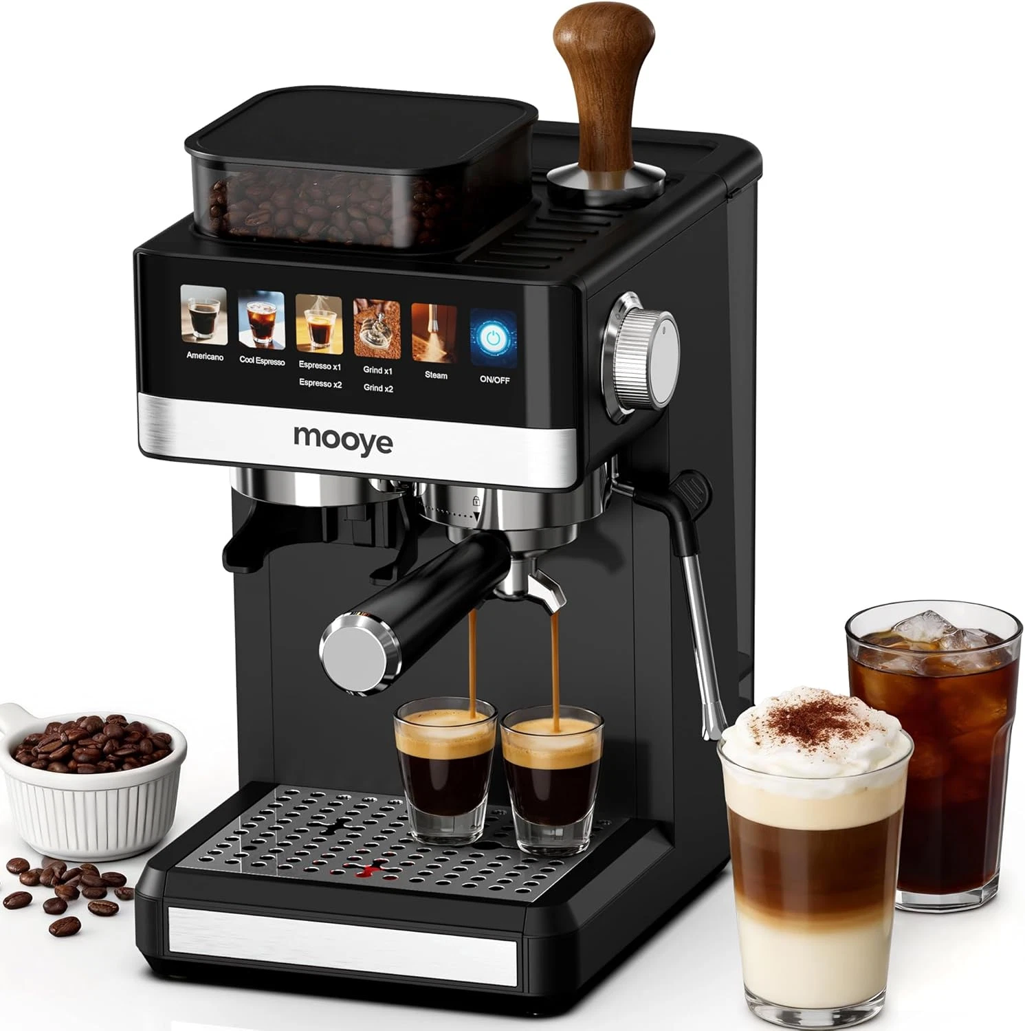 Compact 20Bar Espresso Machine with Grinder & Frother for Home Coffee Lovers
