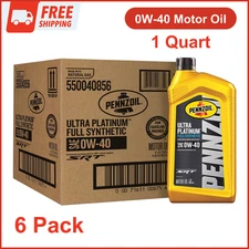 6 Pack Pennzoil Ultra Platinum Full Synthetic 0W-40 Motor Oil, 1Quart Engine Oil