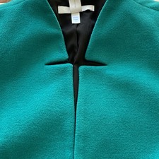 Chico's Women's Colarless Open Front Jacket w/Gold Colored Zipper Pockets Size 1
