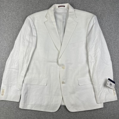 NEW Tommy Hilfiger 100% Linen Conrad Sport Coat Blazer 46S Mens White Jacket NWT