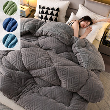 Reversible Sherpa Fluffy Comforter Extra Warm Winter Bedding Blanket Twin Full