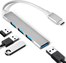 4 Ports USB C to USB Hub Aluminum Type C Adapter Plug and Play