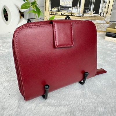 小物 prada compact wallet letter leather red Prada Compact Patent Leather Vintage wallet maroon red with auth
