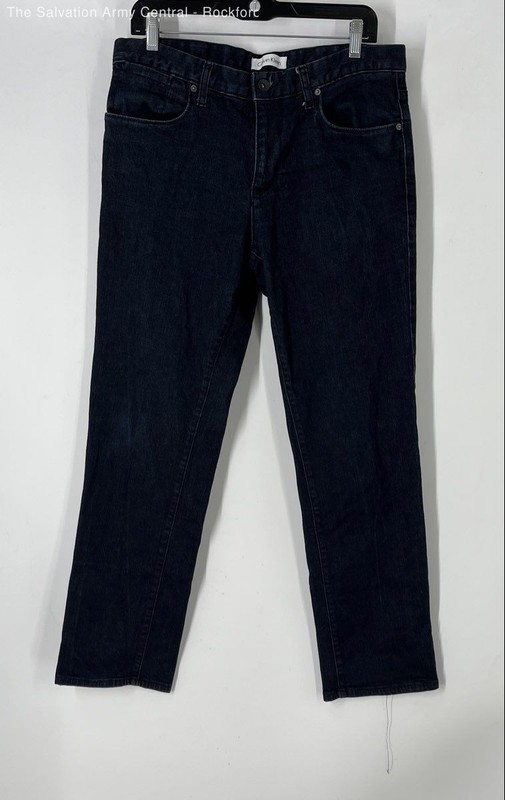 Calvin Klein Womens Blue Cotton Blend Dark Wash Straight Leg Jeans Size 32X30