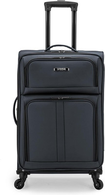 Anzio Softside Expandable Spinner Luggage, Dark Grey, Checked-Medium 26-Inch