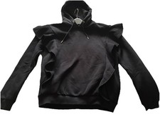 Womens UK Size 10 Just Hype Black Pullover Hoodie With Frills FREE Tracked Del U