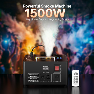 Smoke Machine, Fog Machine 6 LED Lights,Remote Control & DMX512 (7CH) for Stage