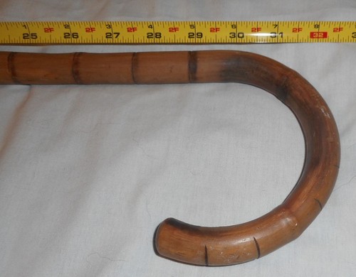 Vintage Antik Bambus Krummgriff Klassischer Gehstock Stock 32,25"L Gummiende - Bild 2 von 5