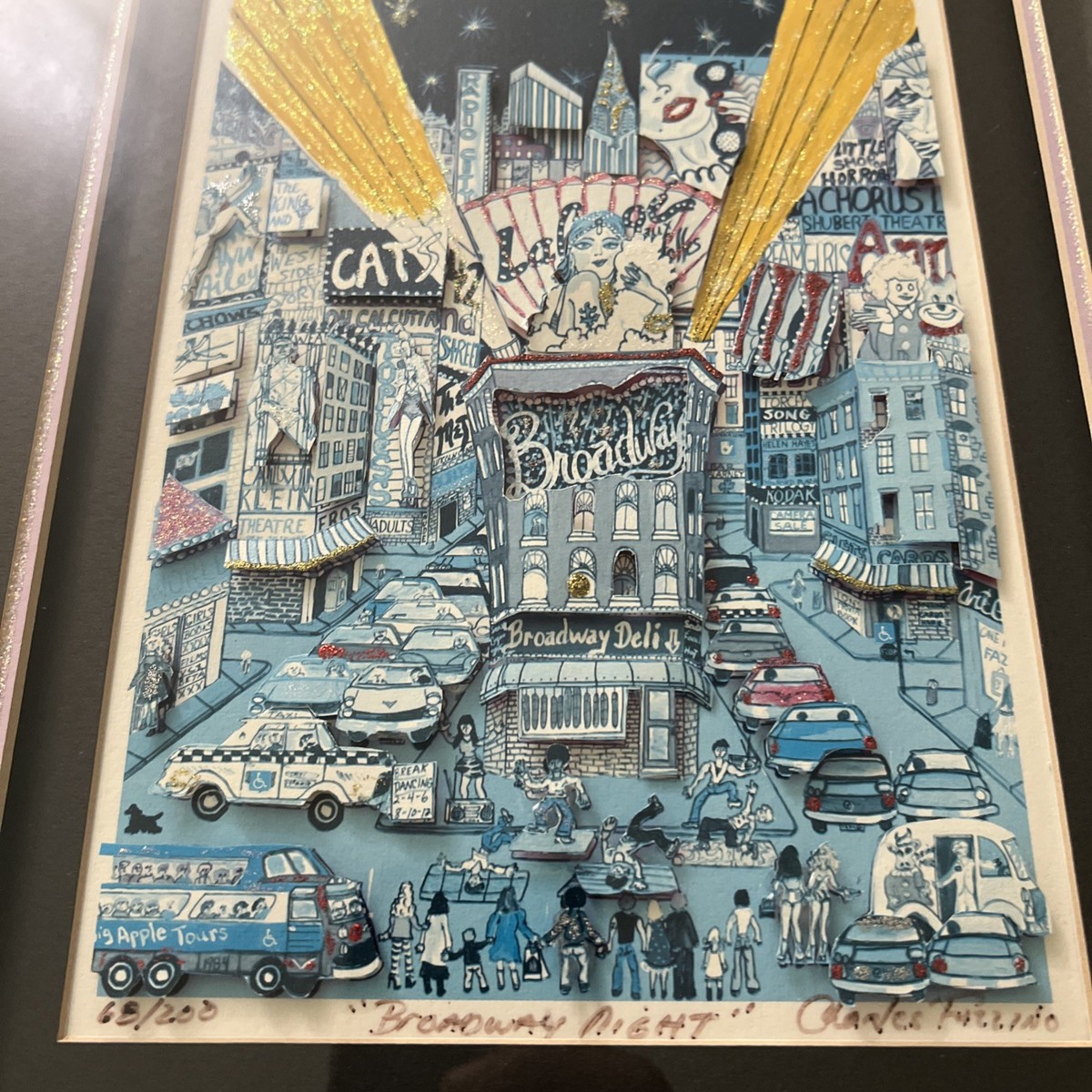 CHARLES FAZZINO 'Broadway Night' 3D Pop Out Art framed/signed New
