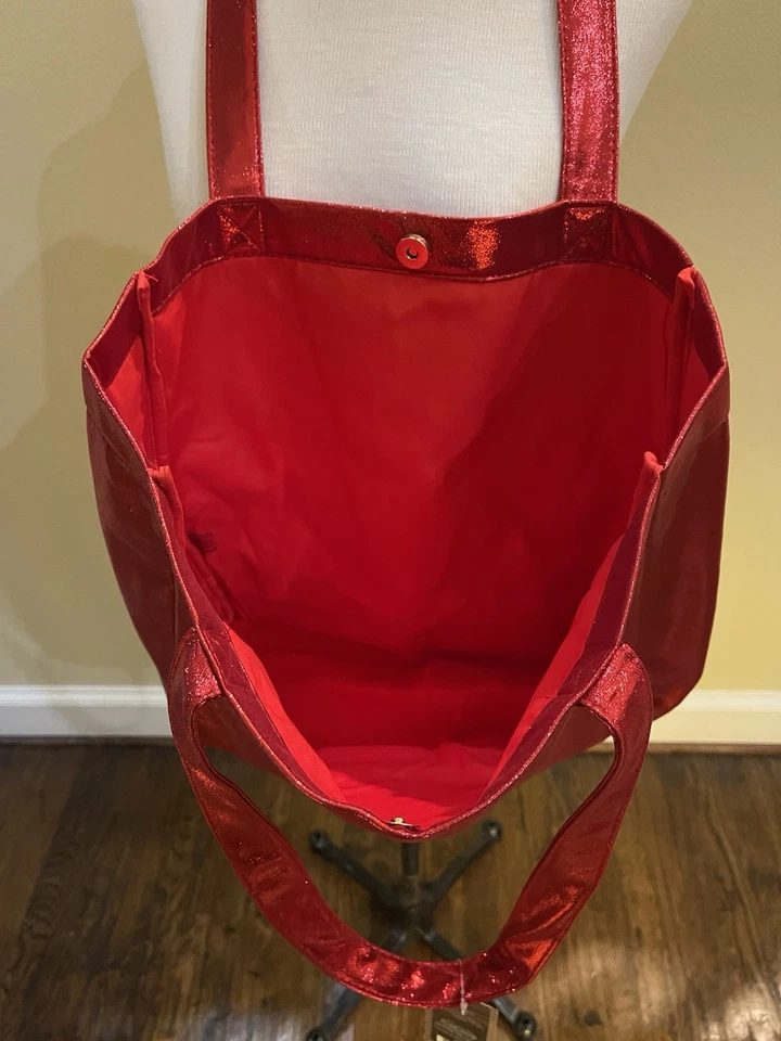 NEW Marc Jacobs Daisy LARGE fabric Red Metallic Tote - Image 2 of 4