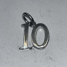 NEW Sterling Silver  Number  # 10 Charm Pendant 925