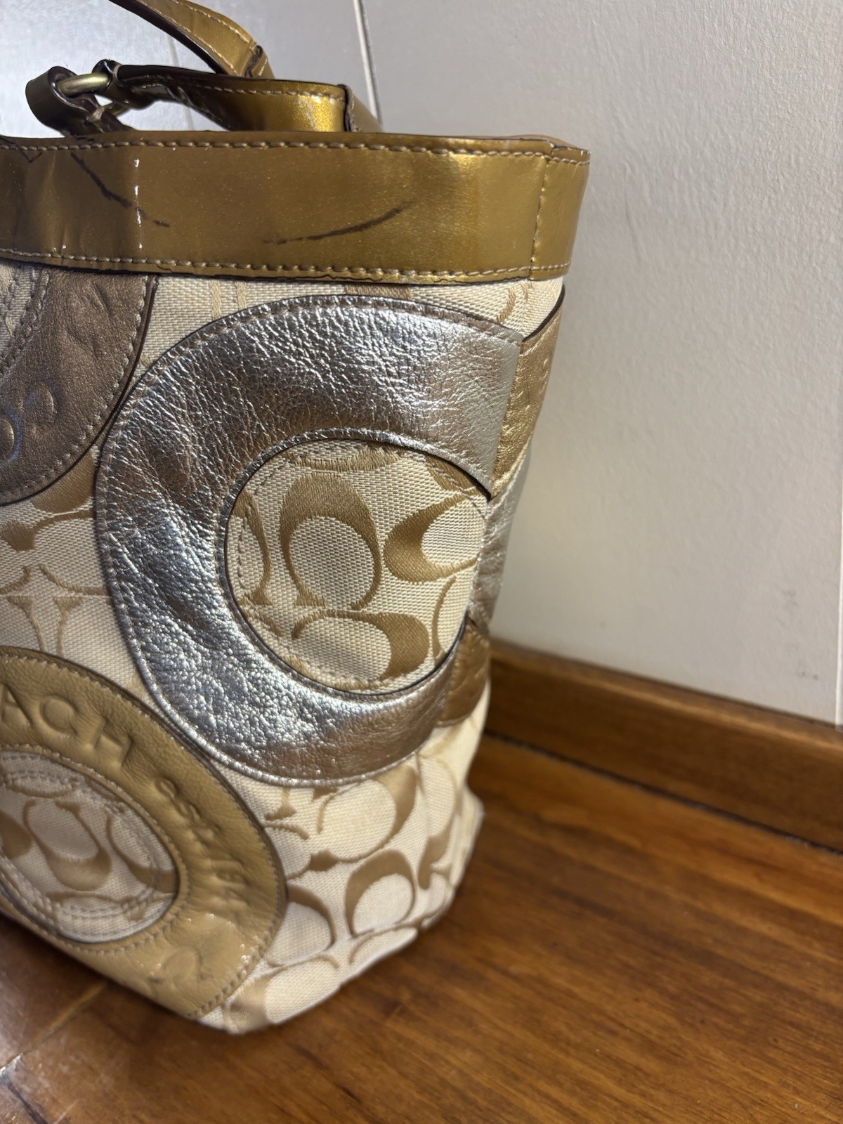 Coach Carly Y2K Large Circular Patchwork Shoulder… - image 5