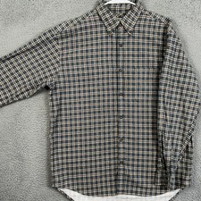 J Crew Oarsman Mens Medium Shirt Flannel Blue Gray White Plaid Button Down EUC