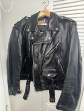 Vintage 1980s Schott Perfecto 118 Men's Heavyweight Leather Jacket Size 46