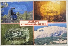 Georgia’s Stone Mountain Park Multi View Chrome Postcard Cable Car Laser Show