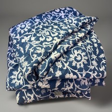 Ralph Lauren Persimmon King Comforter Jonquil Blue White Floral Block Print VTG