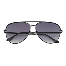 KEY - Oversize Large Flat Lens Metal Aviator Sunglasses Black Lavender Lens