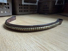 Brown Leather & Brass Accents Browband for English Cob Horse Bridle SIZE: 14.5"