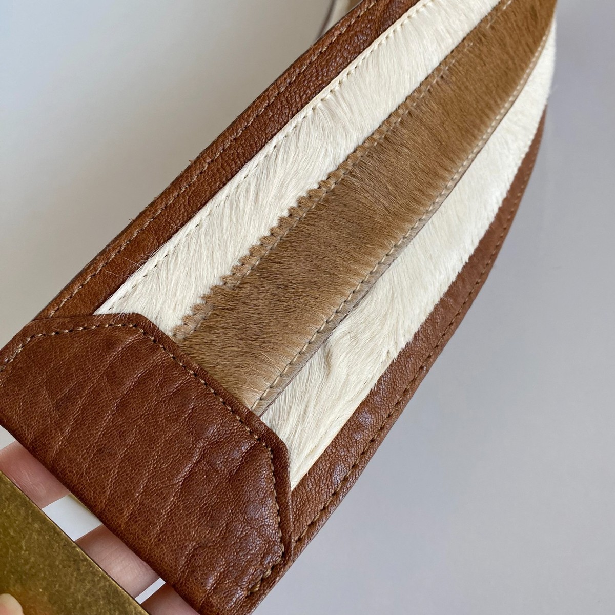 Ceinture noire en cuir boucle recouverte - La Fée Maraboutée