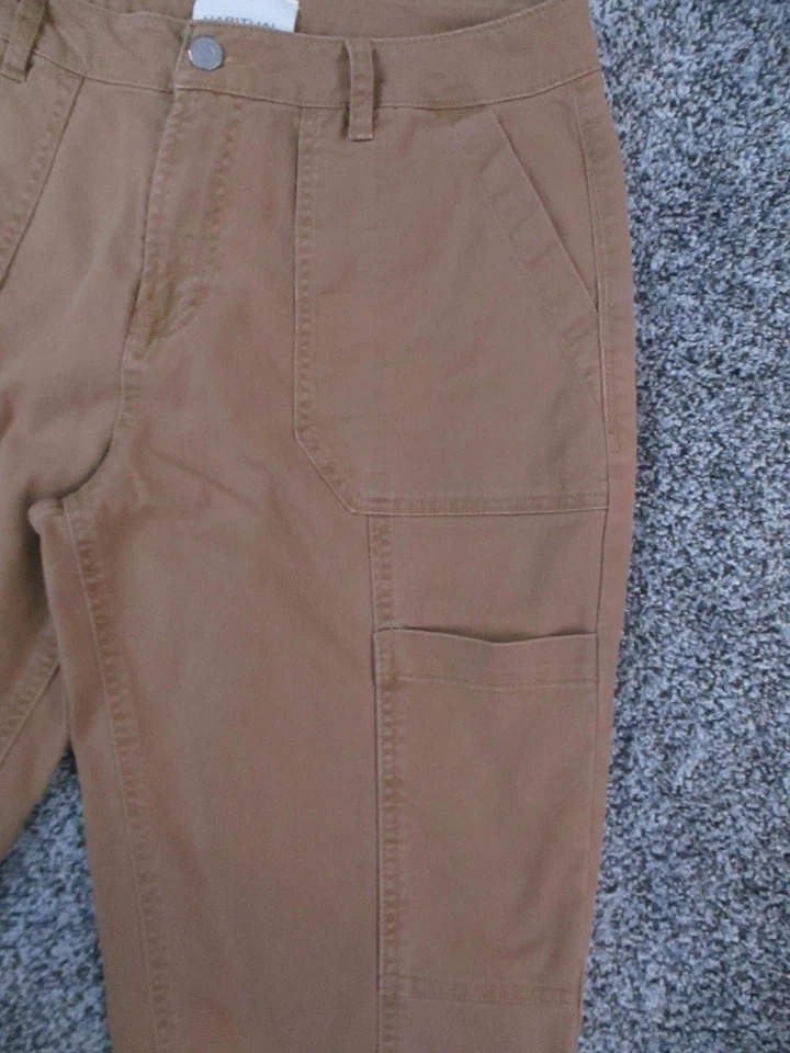 Привычные брюки женские 8 коричневые универсальные плотник карго эластичные карман на молнии 30x25 - Изображение 3 из 4