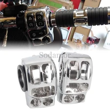 A Pair Chrome Switches Housing Cover For Harley Touring Street Glide 2014-2023
