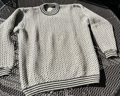 Vintage L.L. Bean Sweater Mens XL Birds Eye 80s Geo Wool Ray Chunky Knit Norway