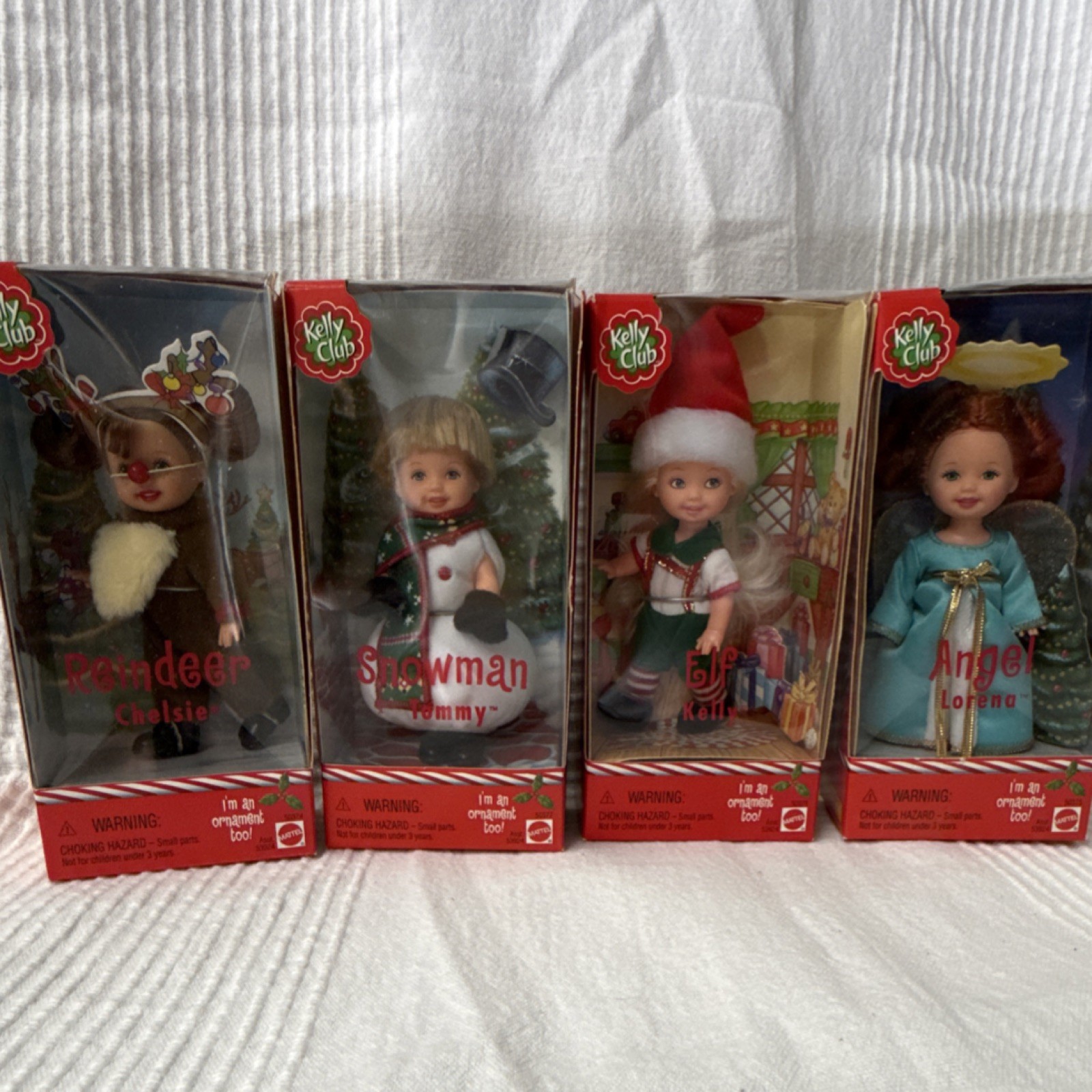 Vintage 2001 Kelly Club Barbie Christmas Ornament Doll Lot of 4 NIB Tommy Jenny