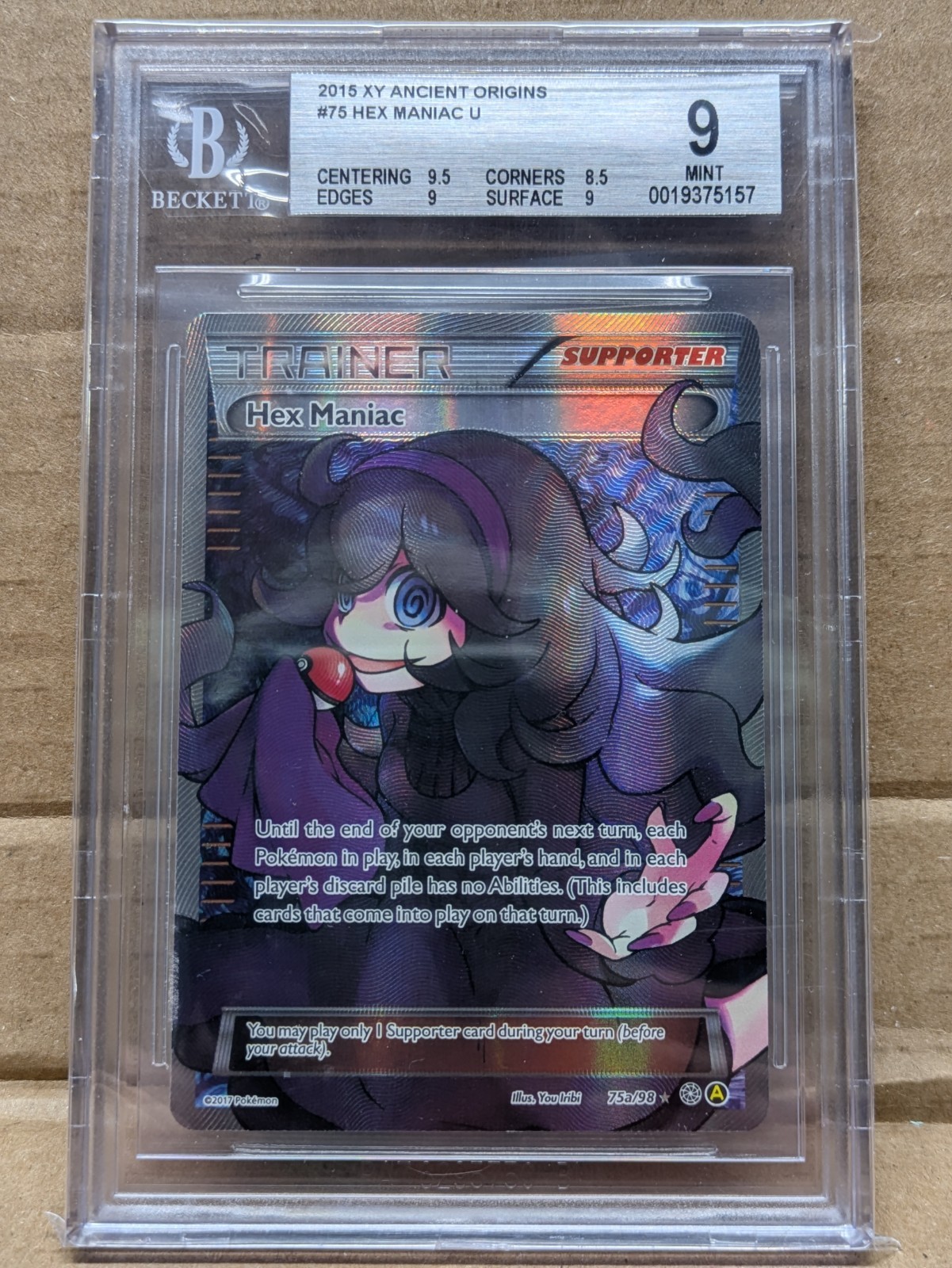 Pokemon Hex Maniac 2017 Ancient Origins 75a/98 Holo BGS 9