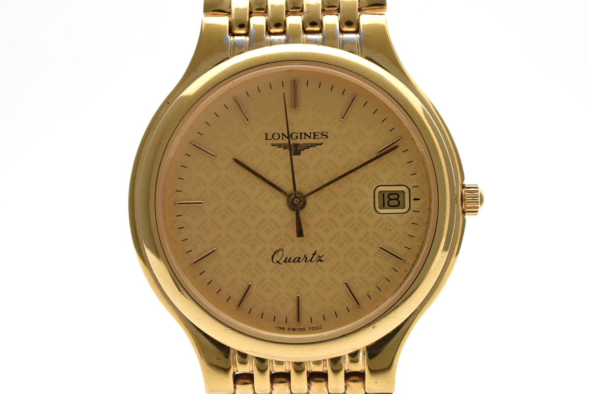 Near MINT] LONGINES 7292 Gold Square Quartz Mens 32mm Vintage