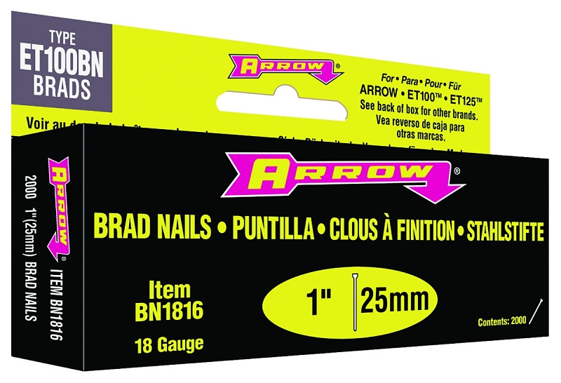 Arrow BN1816BCS 1-Inch Brown Brad Nails, 18-Gauge