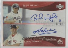 2005 Reflections Dual Signature Red 1/99 David Wright Kevin Youkilis Auto w7p