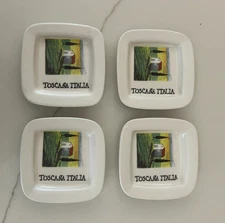 Set of 4 Toscana Italia Square Appetizer Plates Ceramic Small Italy Scene