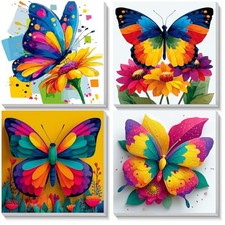 4 Pack Paint by Number for Kids with Wooden Frame, Butterfly Paint Butterfly-2