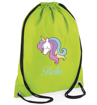 Custom Drawstring Bag Unicorn Personalised Gym PE Print Back to School Customise
