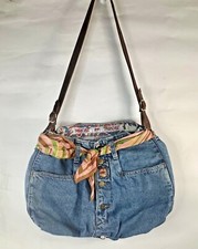 Up-cycled Paradise Jeans Shoulder Bag Leather Strap Pockets Italy Vintage