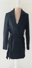 Ladies Black Winter Wool Coat Jacket With Belt Size 10 Bnwt