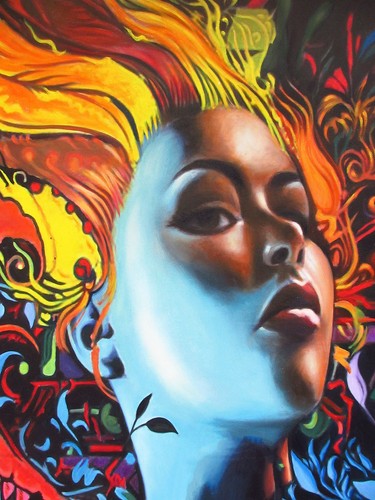 Framed street girl face, graffiti Canvas Print Art Painting (20" x 16") - Picture 2 of 7