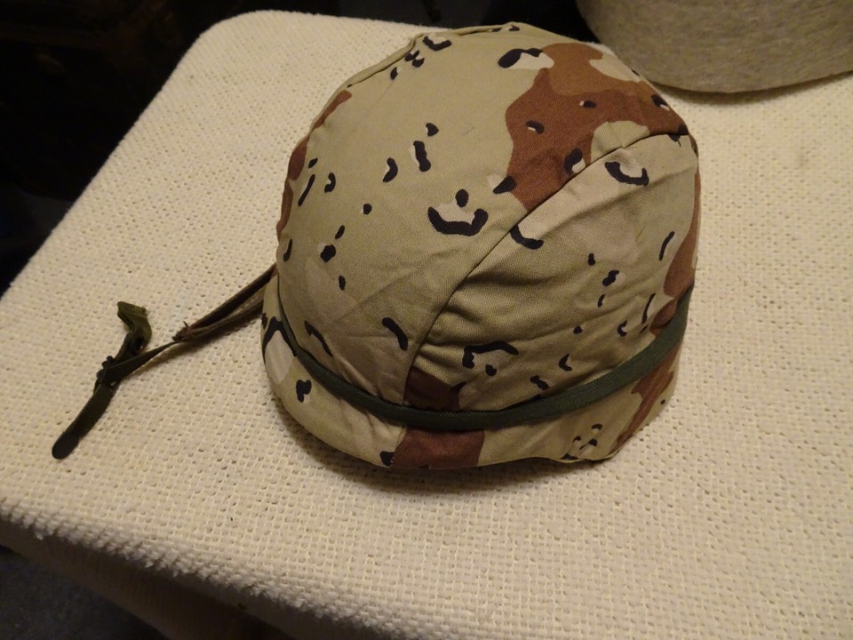 US Army USMC PASGT Chocolate Chip Desert Storm Gulf War Helmet w Cover