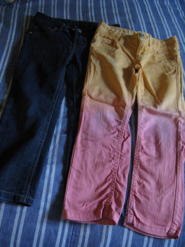 VGUC Size 4 Sonoma 2 pairs of Pants (Orange and Pink Dipped and Blue Denim)