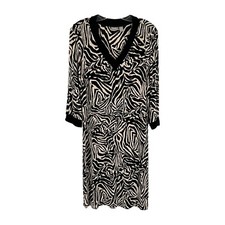 Chicos Travelers Dress Size 1 Black Taupe Animal Print Slinky Knit Womens Medium