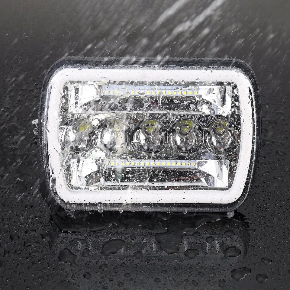 For International Harvester 4700 4800 8100 7x6'' LED Headlight Sealed Halo DRL - Image 3 of 4