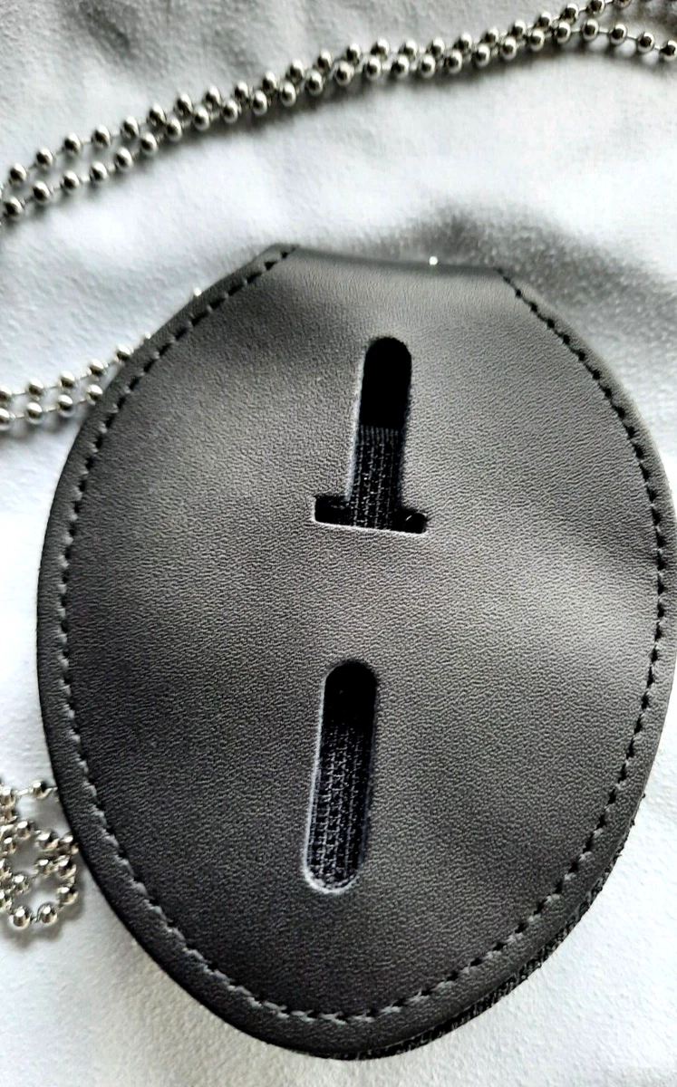 BADGE HOLDER Gürtel-Clip + Kette OVAL für Police Abzeichen USA Marke belt + neck