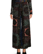 JOHNNY WAS Axelle Wide Leg Pull On Pants Nava Burnout Size L NWT