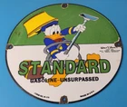 Vintage Standard Gasoline Sign - Gas Oil Pump Plate Porcelain Walt Disney Sign