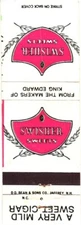 Swisher Sweets A Very Mild Sweet Cigar Advertising Vintage Matchbook Cover