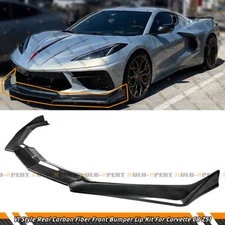 For 20-25 Corvette C8 Z51 Stingray Real Carbon Fiber Front Bumper Lip Splitter 