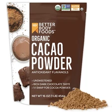 Betterbody Foods Organic Cacao Powder, Rich Chocolate Flavor, Non-Gmo, Gluten-Fr