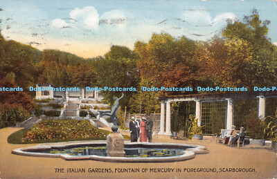 R182508 Die italienischen Gärten. Merkurbrunnen im Vordergrund. Scarborough. Den